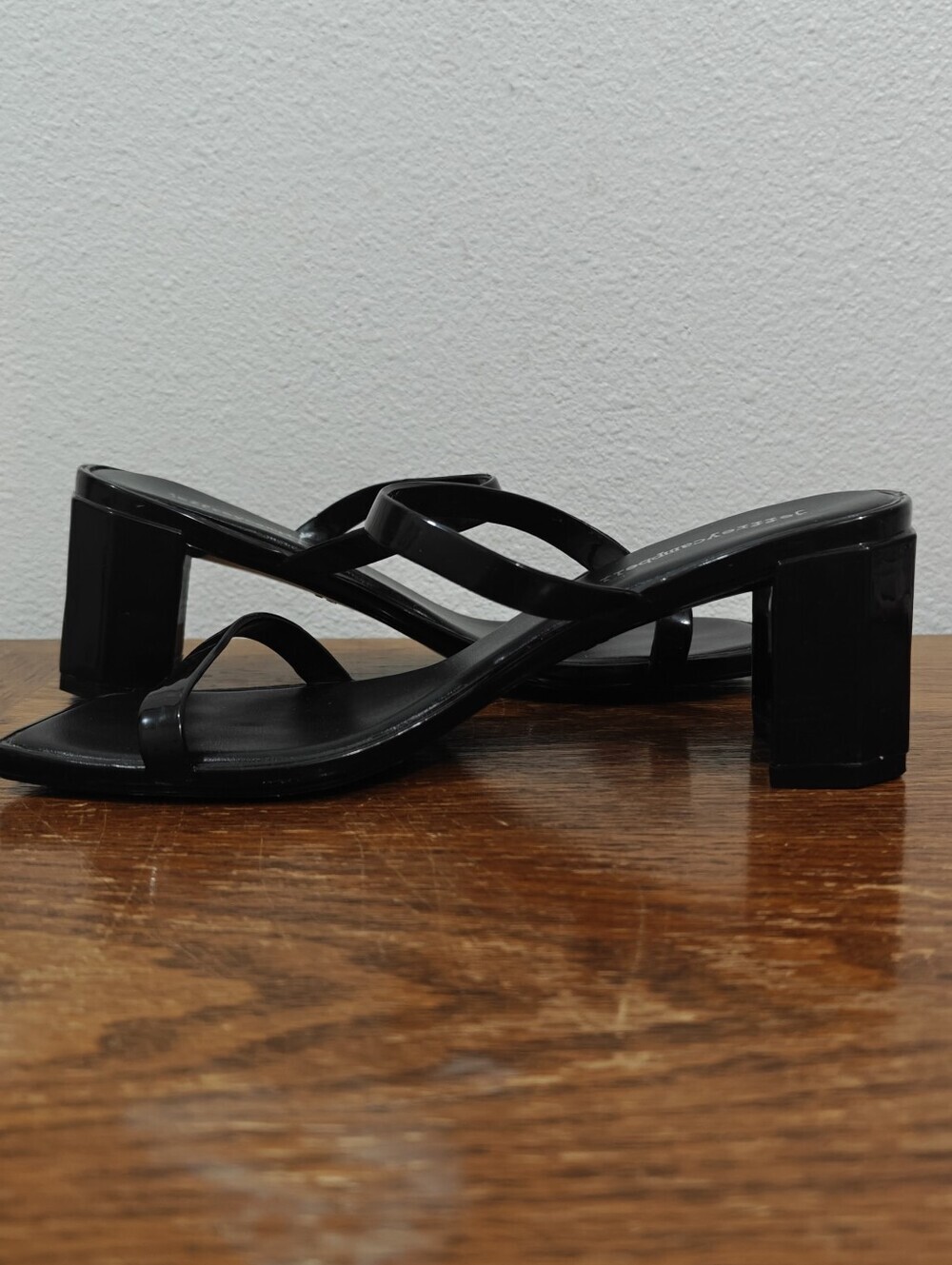Jeffrey Campbell Block Chunk Heels Size 7 Jamm Black Slides 2 Strappy - Picture 6 of 13